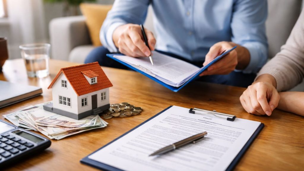 assurance loyers impayés GLI avec un propriétaire et un locataire examinant un contrat de location, symbolisant la protection contre les loyers impayés. assurance loyers impayés GLI avec un propriétaire et un locataire examinant un contrat de location, symbolisant la protection contre les loyers impayés.