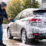Laver sa voiture après la neige en station de lavage pour protéger la carrosserie.
