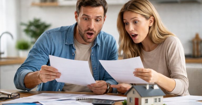 Option assurance habitation inutile : couple découvrant une garantie payée en trop en analysant ses documents d’assurance à domicile