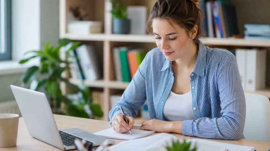 Une jeune étudiante fait un prêt étudiant pour financer ses études