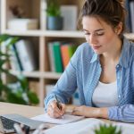 Une jeune étudiante fait un prêt étudiant pour financer ses études